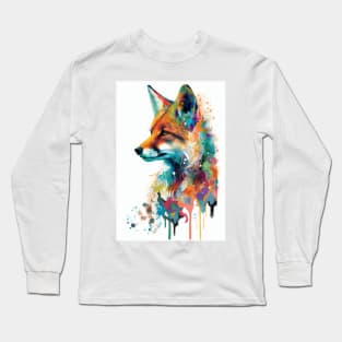 Colorful Fox: Adorable and Cute Wildlife Animals in Vibrant Colors Long Sleeve T-Shirt